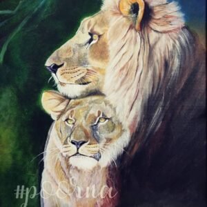 Zupppy Home Decor Love that never fade: lion & lioness painting