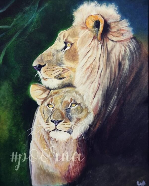 Zupppy Home Decor Love that never fade: lion & lioness painting
