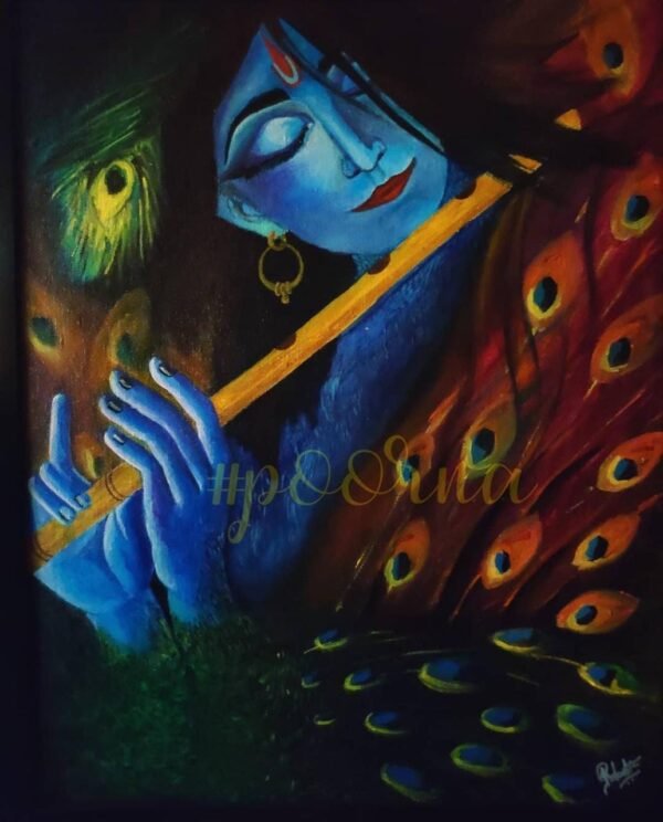 Zupppy Home Decor Shri Krishna Painting – Acrylic Artwork of Indian Lord Krishna