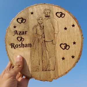 Zupppy Home Decor Engraved customised wooden round frame with photo and message
