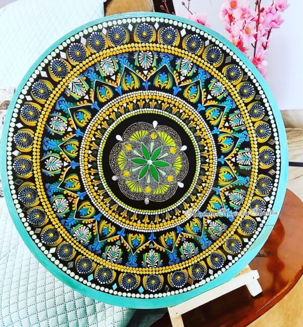 Zupppy Mandala arts Turquoise Dot Mandala Wall Hanging – Handcrafted Wall Decor