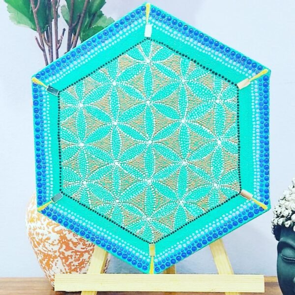 Zupppy Mandala arts Flower of Life Dot Mandala | Sacred Geometric Wall Art | Handcrafted Spiritual Decor