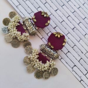 Zupppy Jewellery Rainvas Wine color coins beaded earrings