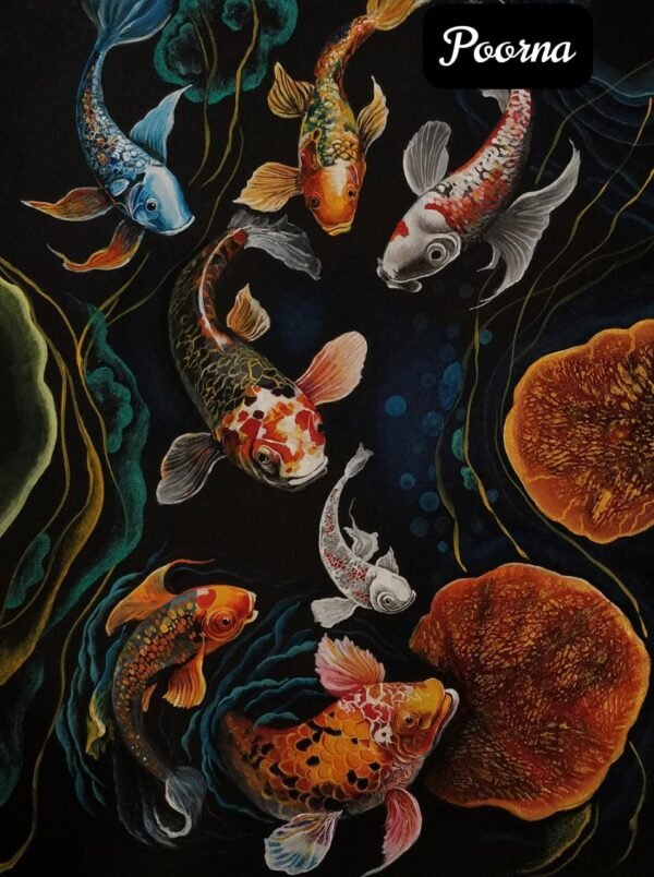 Zupppy Home Decor Lucky Koi Fish Painting