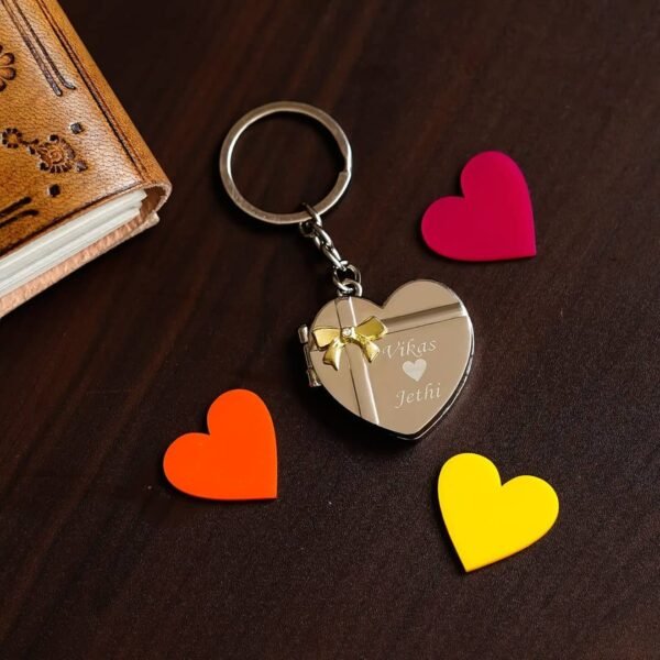 Zupppy Accessories Metal Photo Keychain with Name | Personalized Picture Key Ring | Customizable Photo Heart/Square Keychain