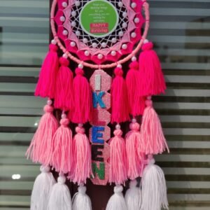 Zupppy wall hanging Pink tassels dreamcatcher with name