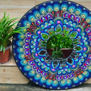 Zupppy wall hanging Blue Mirror Work Mandala