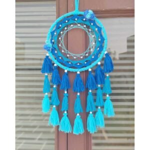 Zupppy wall hanging Ring of flowers dreamcatcher light blue