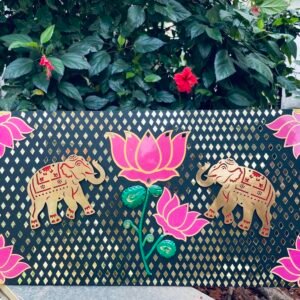 Zupppy Home Decor Mirror Art with Elephant and Lotus enhancing the beauty