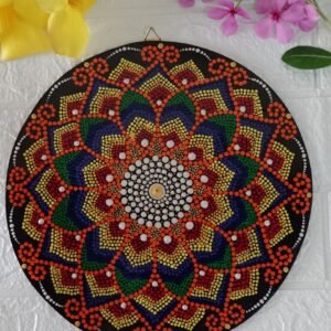 Zupppy Home Decor Flower Dot Mandala Wall Decor With Resin Layer