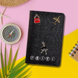 Zupppy Accessories Black Glitter Passport Cover customised with name | Utility and corporate gift