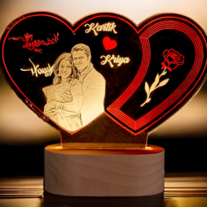 Zupppy Customized Gifts Laser Engraved customised LED Acrylic photo romantic hearts frame with two color effect