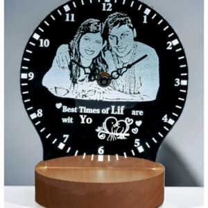 Zupppy clock Wooden Base Acrylic customised photo Table Clock frame