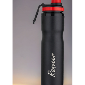 Zupppy Bottle Customised Stainless steel Sipper Bottle black and red flip open
