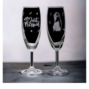 Zupppy Customized Gifts Customised with name and photo Champagne Glass set of 2