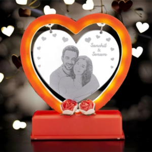 Zupppy Customized Gifts Heart Shape Plaque customised photo frame with LED lights