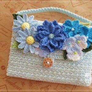 Zupppy Crochet Products Stylish Crochet Flowery Handbag | Handmade Acrylic Wool Bag