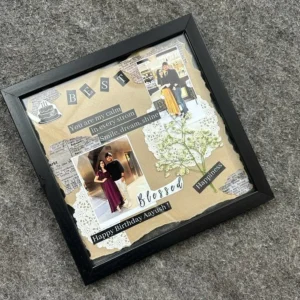 Zupppy Photo Frames Black wooden square collage frame customised with photo and message