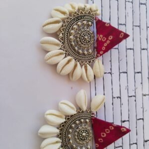 Zupppy Jewellery Rainvas Red printed fabric earrings with shells