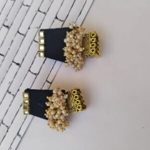 Zupppy Jewellery Rainvas Black and golden beaded jhumka earrings