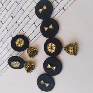Zupppy Jewellery Rainvas Black golden fabric kundan choker set with earrings