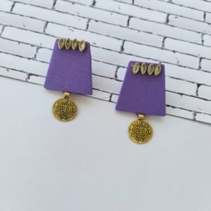 Zupppy Jewellery Kundan simple golden coin studs earrings purple