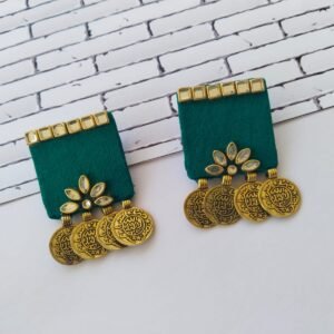 Zupppy Jewellery Rainvas Green earrings with golden bottom