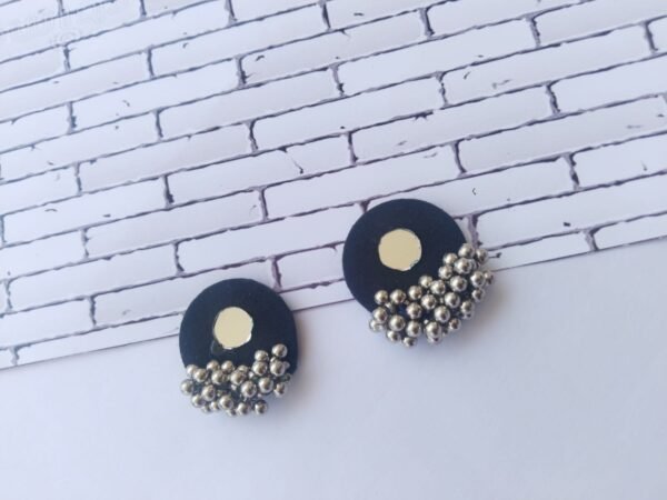 Zupppy Jewellery Tiny dark blue and silver round studs earrings for girls