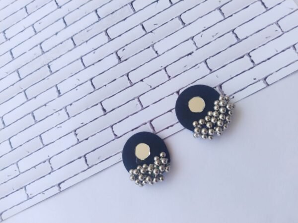Zupppy Jewellery Tiny dark blue and silver round studs earrings for girls