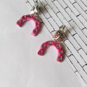 Zupppy Jewellery Rainvas Trishul damru pink thread earrings