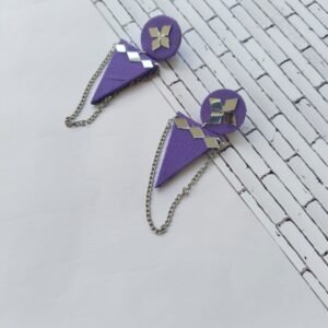 Zupppy Jewellery Rainvas Purple mirror long chain earrings for women