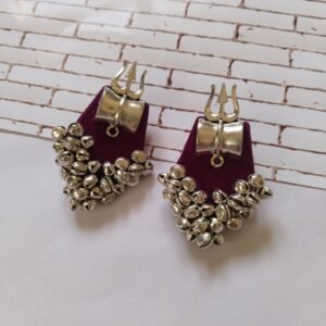 Zupppy Jewellery Rainvas Purple trishul earrings with ghungroos