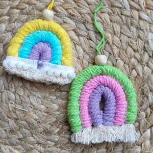 Zupppy Macrame Products Rainbow Macrame Hanging Charm – Car & Bag Accessory