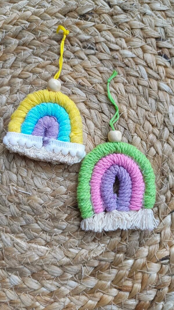 Zupppy Macrame Products Rainbow Macrame Hanging Charm – Car & Bag Accessory