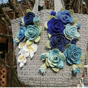 Zupppy Crochet Products Crochet Rose Flower Handbag