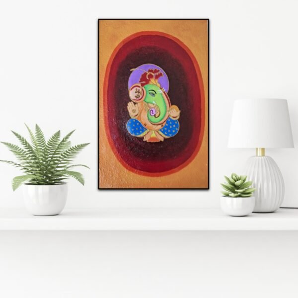 Zupppy Home Decor Handmade ganesha textured painting on canvas