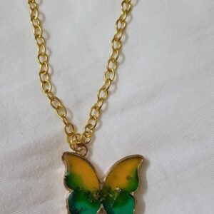 Zupppy Gifts Green and yellow butterfly resin locket: nature’s delicate embrace captured