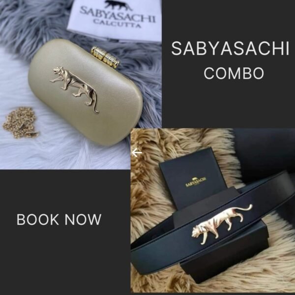 Zupppy Accessories Luxurious Sabyasachi Clutches with Sling and Belt Combo – Style for Her and Him