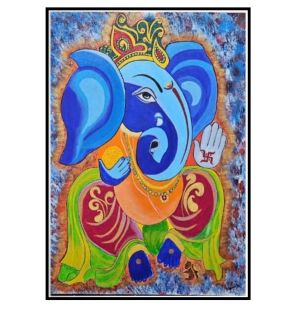 Zupppy Home Decor Divine Ganpati Acrylic Hand-Painted Artwork – A Spiritual Masterpiece
