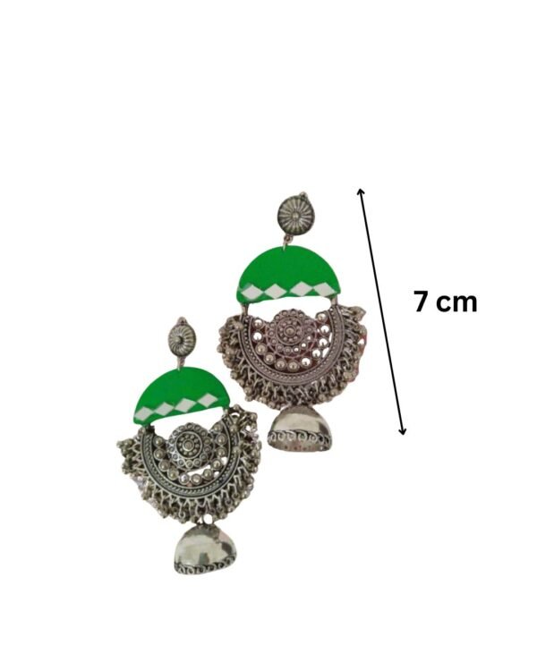 Zupppy Accessories Rainvas Green Gxidised Heavy Long Jhumka With Ghungroos