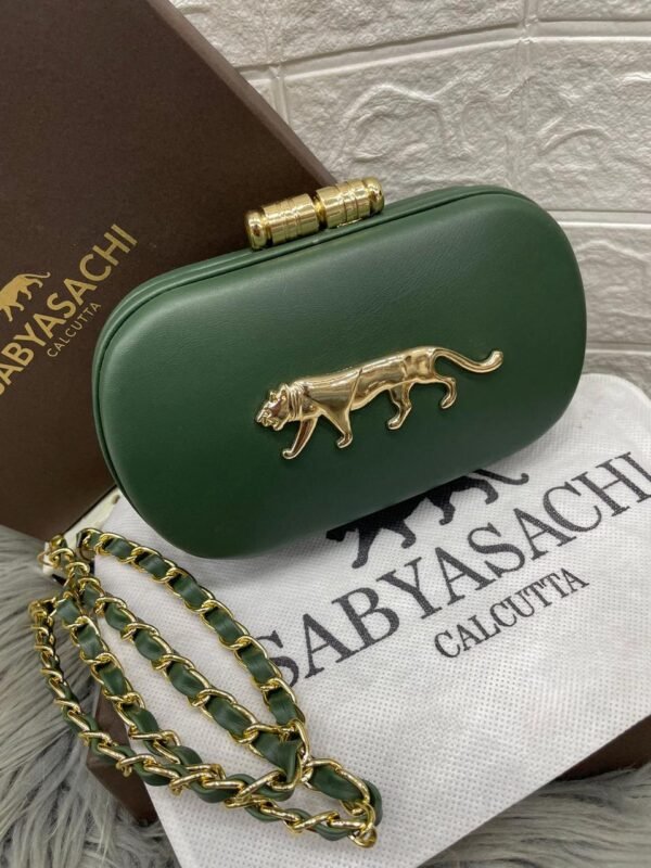 Zupppy Accessories Sabyasachi Clutch Replica – PU & Synthetic Material, Branded Dust Cover, Inner Tag, With Box (10×7 Inches)