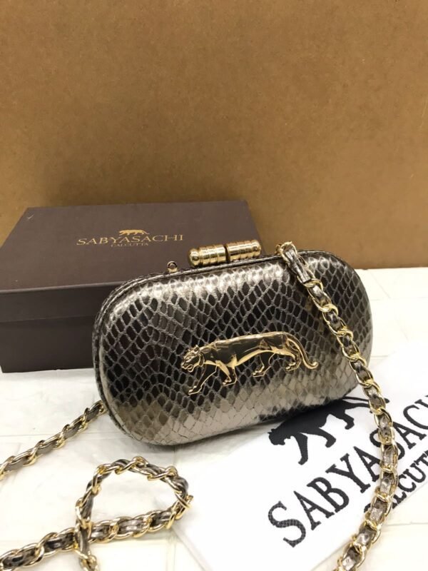 Zupppy Accessories Sabyasachi Clutch Replica – PU & Synthetic Material, With Box, Branded Dust Cover & Inner Tag (10×7 Inches)