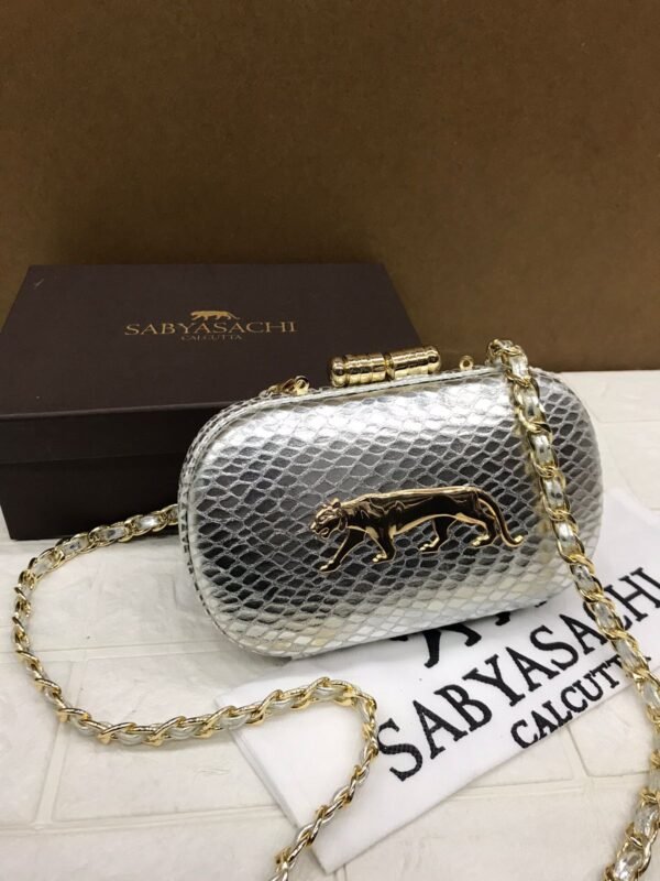 Zupppy Accessories Sabyasachi Clutch Replica – PU & Synthetic Material, With Box, Branded Dust Cover & Inner Tag (10×7 Inches)