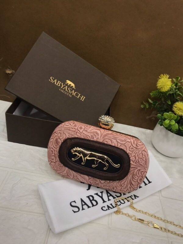 Zupppy Accessories Sabyasachi Clutch Replica – PU & Synthetic Material, Branded Dust Cover, With Box (10×7 Inches)
