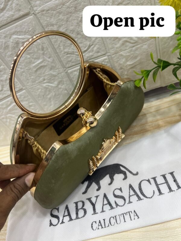 Zupppy Accessories TAJ Sabyasachi Clutch Replica | Gold Frame | Synthetic Material | 8×4 Inch | No Box