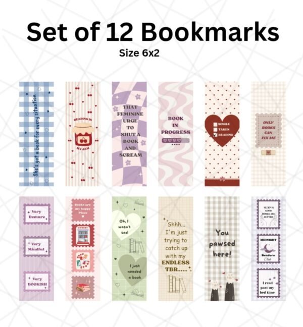 Zupppy Bookmark Aesthetic bookmarks | pack of 12 bookmarks | cute, trendy & stylish bookmarks for readers, book lovers