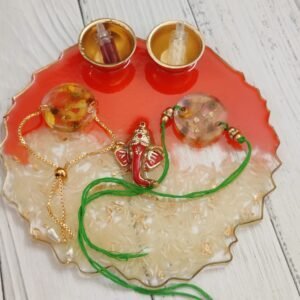Zupppy Customized Gifts Rakhi Platter with Matching Rakhi & Roli Chawal