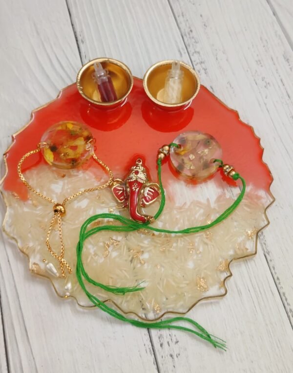 Zupppy Customized Gifts Rakhi Platter with Matching Rakhi & Roli Chawal