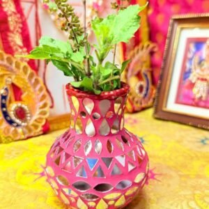 Zupppy Gifts Handcrafted Mosaic Mud Pot for Pooja Rooms – Traditional Earthen Pot for Tulsi or Holy Water, Wholesale Decorative Temple Accessory