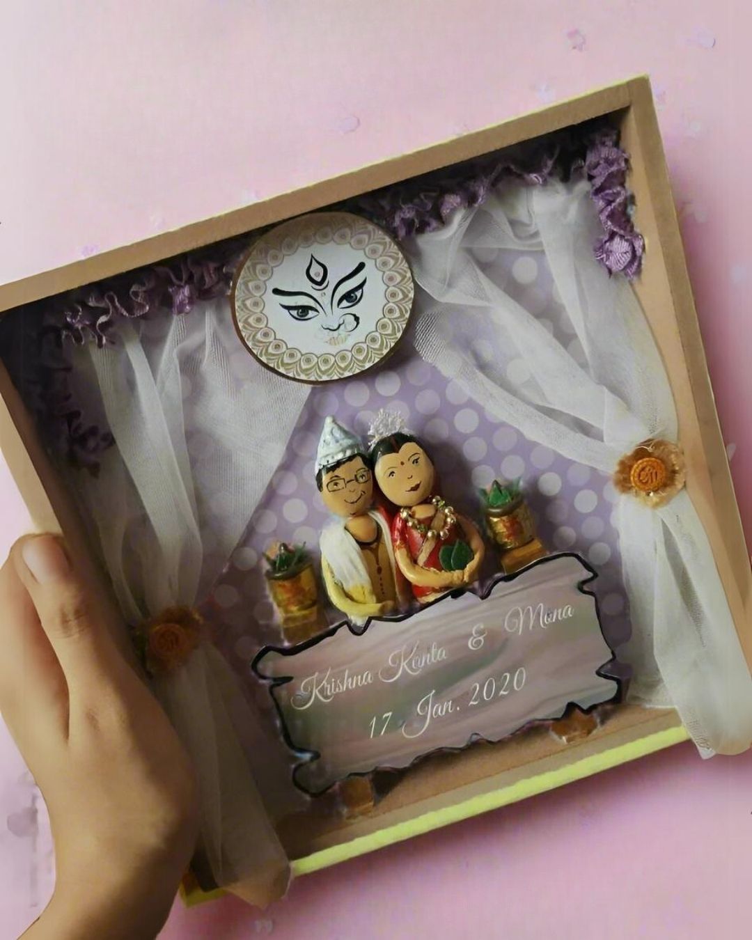 Rainvas Custom Bengali Couple Wedding Pebble Art | Gift for newlyweds